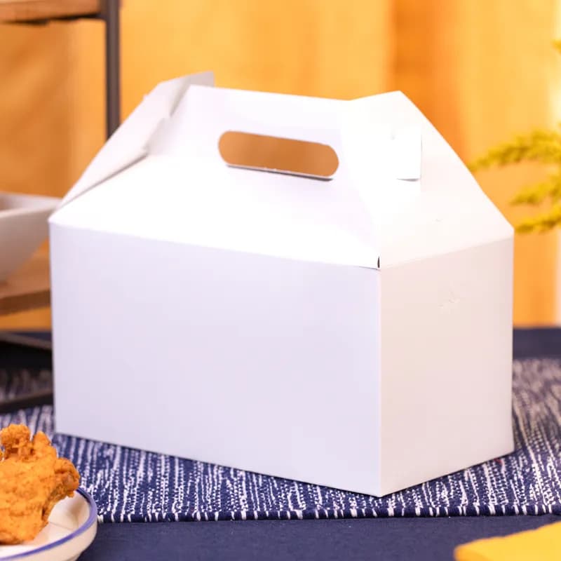 Lunch Take-Out Box Barn Medium (MED) 9.5X5X5 IN SBS Paperboard White Rectangle 125/Case