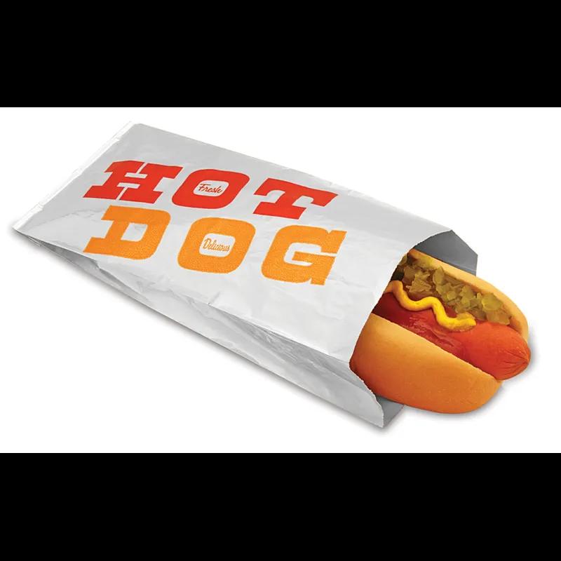 Bagcraft® Hot Dog Bag 3.5X1.5X8.5 IN Foil-Lined Paper Silver White Hot Dog Insulated 1000/Case