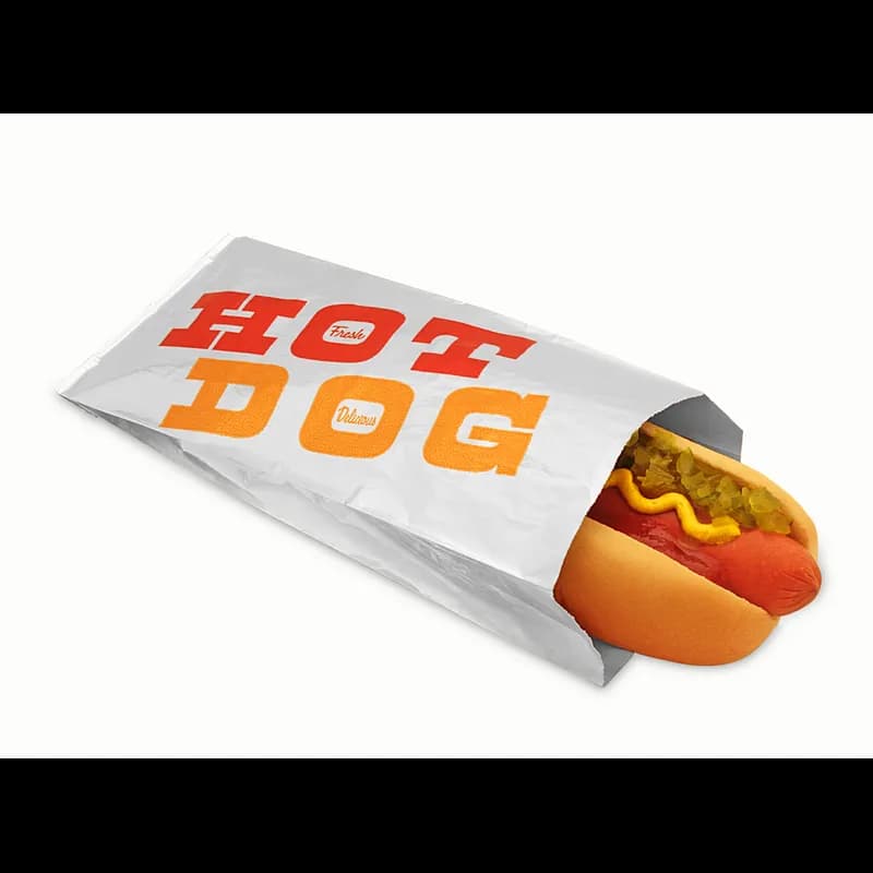 Bagcraft® Hot Dog Bag 3.5X1.5X8.5 IN Foil-Lined Paper Silver White Hot Dog Insulated 1000/Case