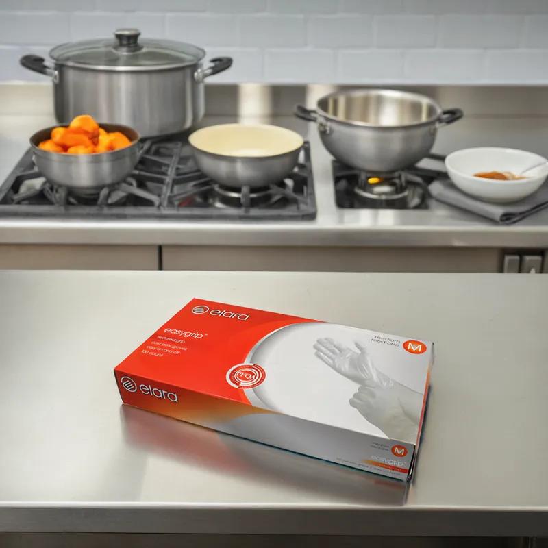 Gloves Medium (MED) Clear Textured PET 10 Count/Pack 10 Packs/Case 100 Count/Case