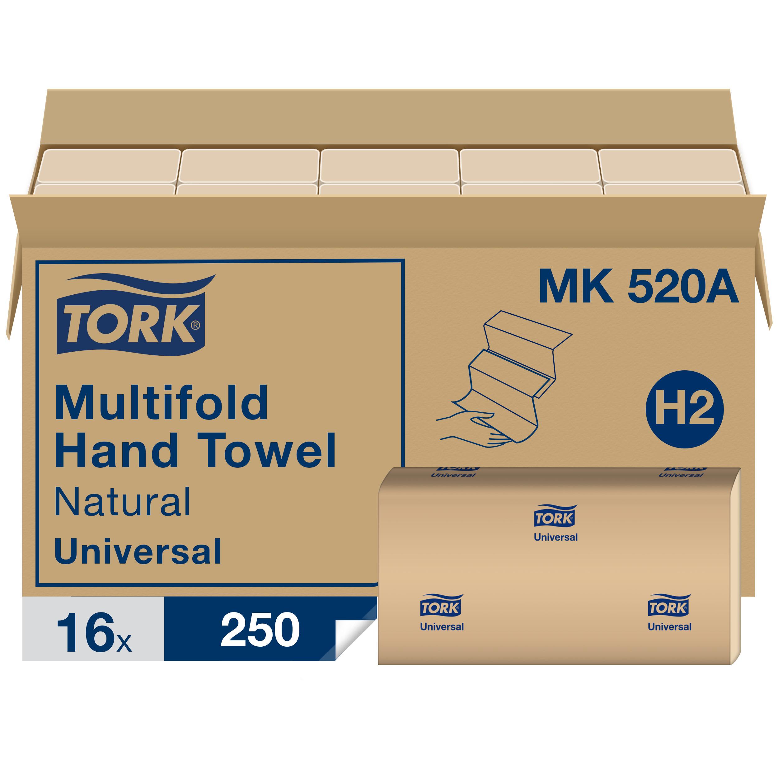 Tork Folded Paper Towel H2 9.5X9.125 IN 3.17X9.125 IN Kraft Multifold Z Embossed Refill 250 Sheets/Pack 16 Packs/Case