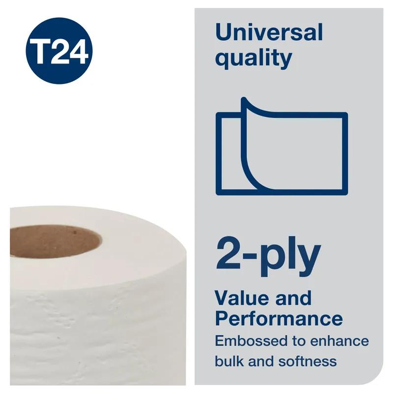 Tork Toilet Paper & Tissue Roll T24 3.75X3.96 IN 156.25 FT 2PLY White Standard Universal 500 Sheets/Roll 96 Rolls/Case