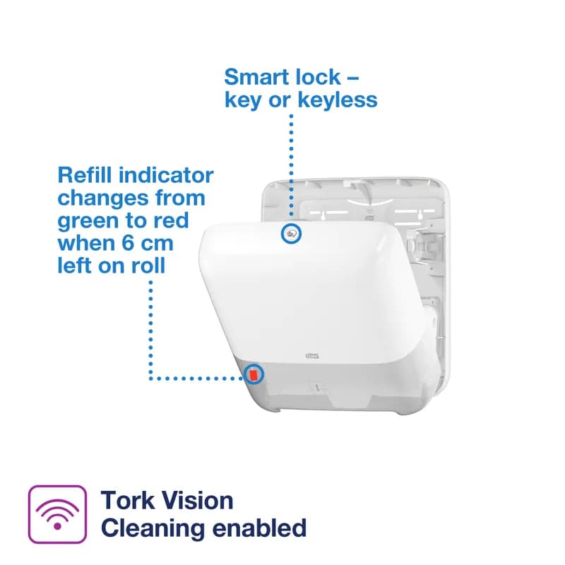Tork Matic® Levermatic Elevation Paper Towel Dispenser H1 8.1X13.2X14.65 IN White Hard Roll High Capacity Manual 1/Each