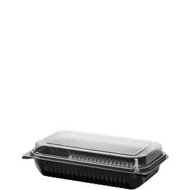 Solo® Creative Carryouts® BoxLine™ Take-Out Container Hinged Medium (MED) 11.5X8.05X2.95 IN PS Black Clear 100/Case