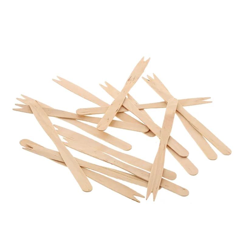 French Fry 2-Prong Pick 5.5 IN Wood Unwrapped 10000/Case