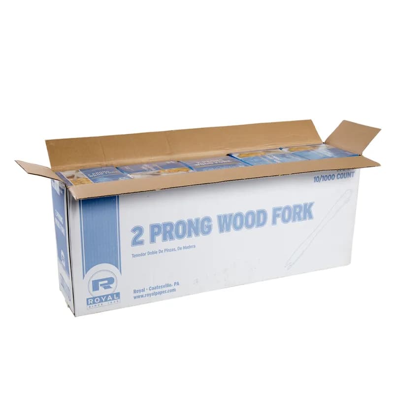 French Fry 2-Prong Pick 5.5 IN Wood Unwrapped 10000/Case
