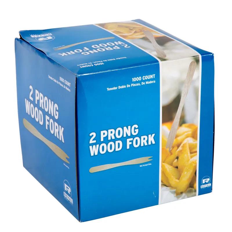 French Fry 2-Prong Pick 5.5 IN Wood Unwrapped 10000/Case