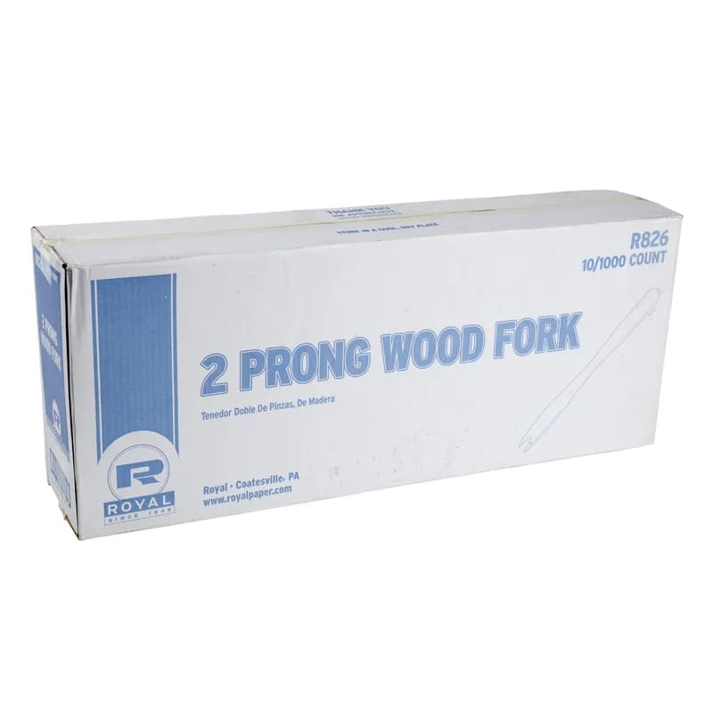 French Fry 2-Prong Pick 5.5 IN Wood Unwrapped 10000/Case