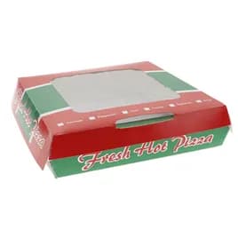 Pizza Box Hinged 7X7X1.75 IN Paperboard Multicolor Stock Print With Window 250/Case