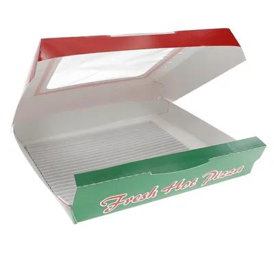Pizza Box Hinged 7X7X1.75 IN Paperboard Multicolor Stock Print With Window 250/Case