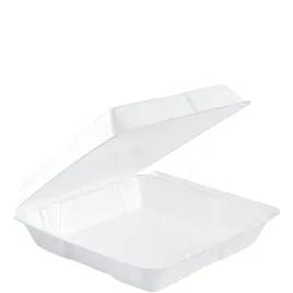 Dart® Take-Out Container Hinged Large (LG) 9.5X9.19X3 IN XPS White Square Insulated 100 Count/Pack 2 Packs/Case