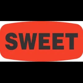 Sweet Label Black Fluorescent Red Short Oval Dayglo 1000 Count/Roll 50 Rolls/Case 50000 Count/Case