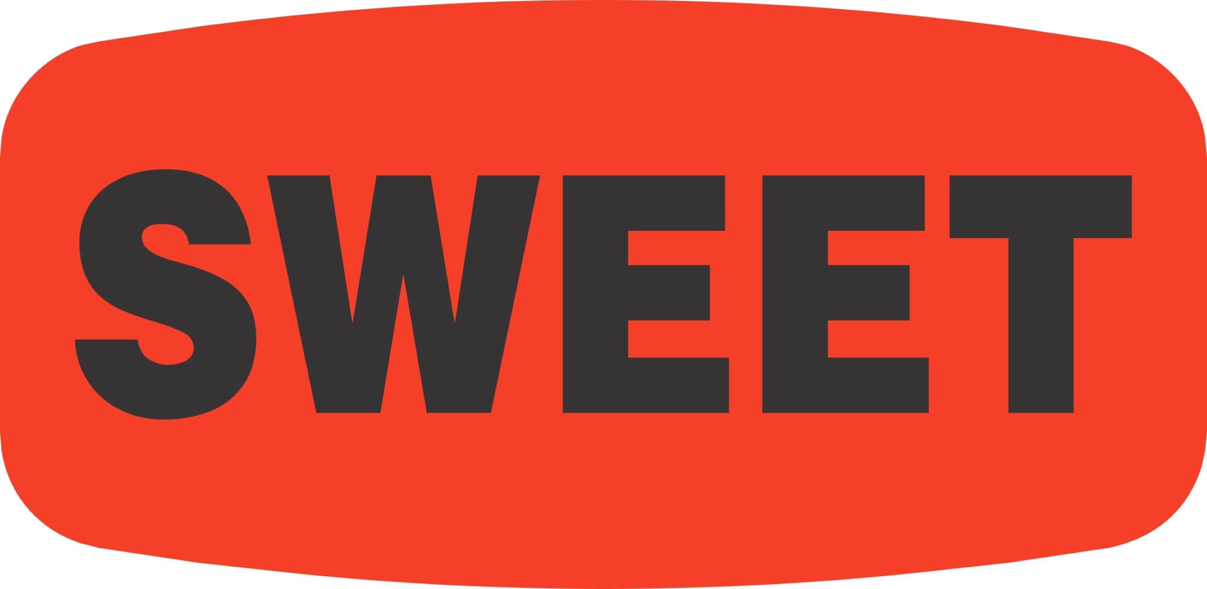 Sweet Label Black Fluorescent Red Short Oval Dayglo 1000 Count/Roll 50 Rolls/Case 50000 Count/Case