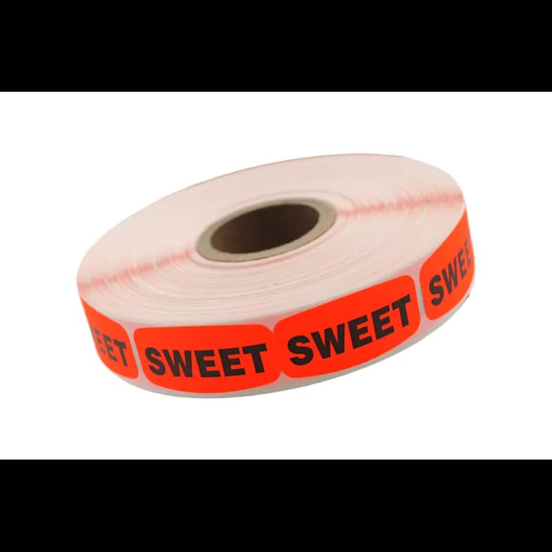 Sweet Label Black Fluorescent Red Short Oval Dayglo 1000 Count/Roll 50 Rolls/Case 50000 Count/Case