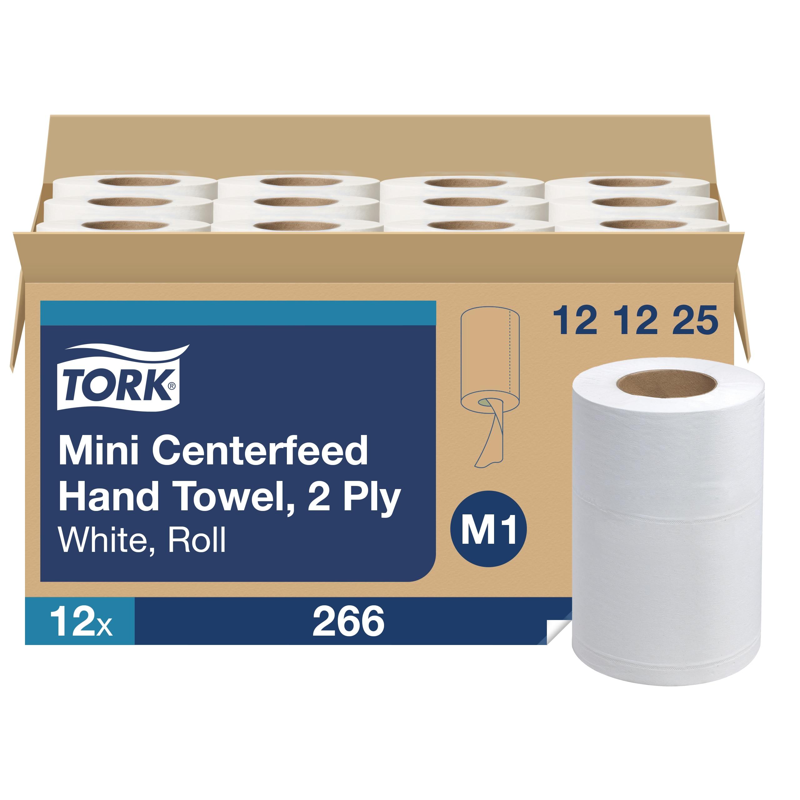 Tork Basic Roll Paper Towel M1 11.8X8.3 IN 261.567 FT 2PLY White Centerfeed Refill 266 Sheets/Roll 12 Rolls/Case
