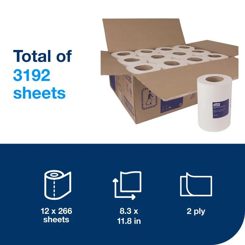 Tork Basic Roll Paper Towel M1 11.8X8.3 IN 261.567 FT 2PLY White Centerfeed Refill 266 Sheets/Roll 12 Rolls/Case