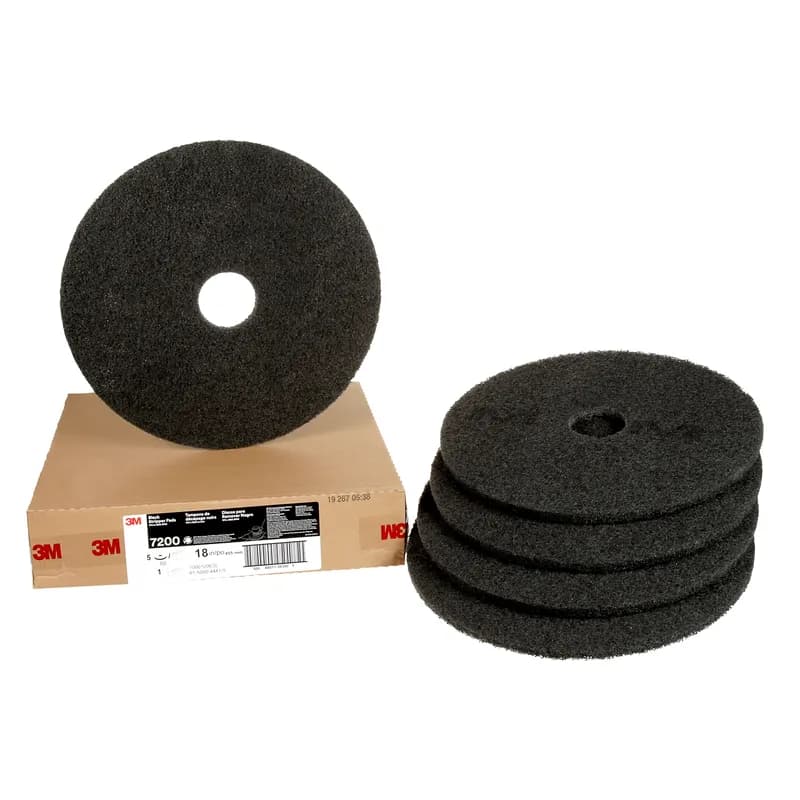 3M™ 7200 Stripping Pad 18X0.75 IN Black Non-Woven Polyester Fiber Nylon Fiber 175-600 RPM Center Hole 5/Case