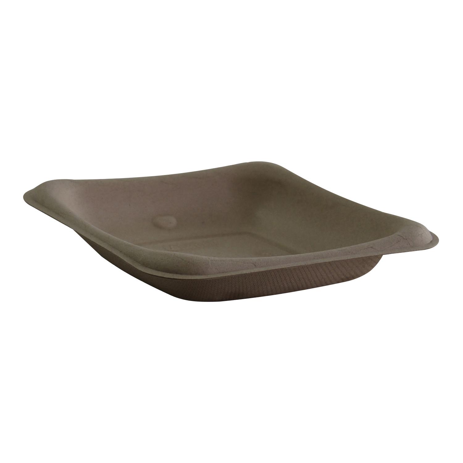 Take-Out Container Base 5.2X5.2X1.07 IN Pulp Fiber Kraft Square 300/Case