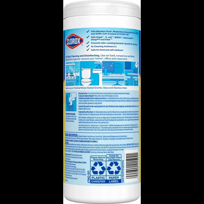 Clorox® Citrus Fresh One-Step Disinfectant Multi Surface Wipe Bleach-Free Antibacterial 35 Count/Pack 12 Packs/Case