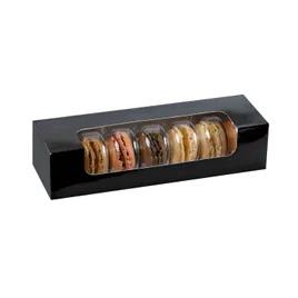 Macaron Box 7 CT 8.5X2.7X1.9 IN Corrugated Cardboard PET Black With Window 50 Count/Pack 5 Packs/Case 250 Count/Case