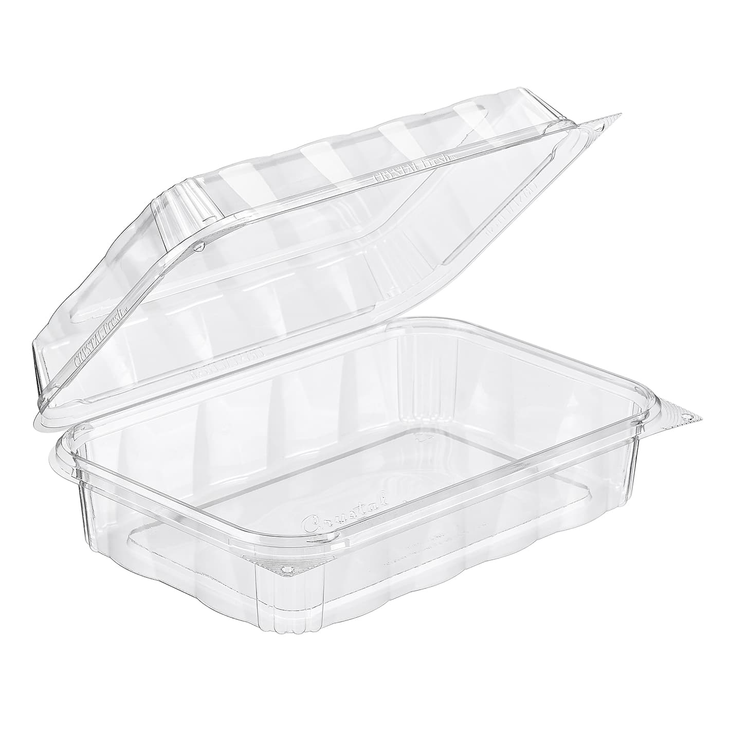 Essentials Take-Out Container Hinged With Dome Lid 9.75X6.75X3 IN RPET Clear Rectangle Perimeter Seal 132/Case