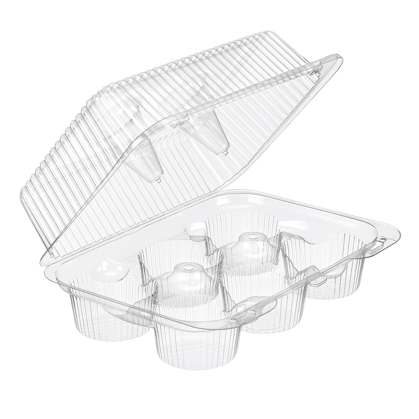 Essentials SureLock Cupcake Hinged Container With Dome Lid 9.5625X6.9375X4 IN 6 Compartment RPET Clear Rectangle 300/Case