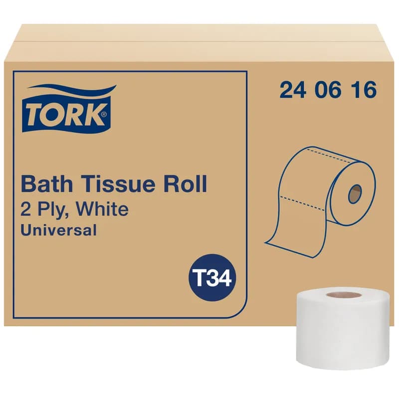 Tork Toilet Paper & Tissue Roll T34 4X3.75 IN 205.333 FT 2PLY Wht Univ Embsd Rfl Carousel 616 Sheets/Roll 48 Rolls/Case