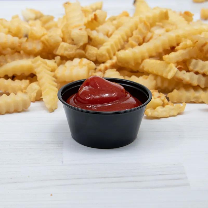 Solo® Souffle & Portion Cup 2 OZ PS Black Round Stackable 250 Count/Pack 10 Packs/Case 2500 Count/Case