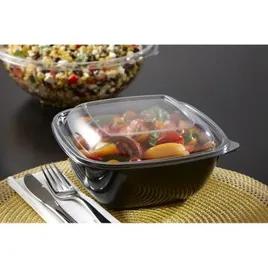 Lid Dome Medium (MED) 7.62X7.62X1 IN 1 Compartment PET Clear Square For 24-32-48 OZ Bowl Unhinged 300/Case