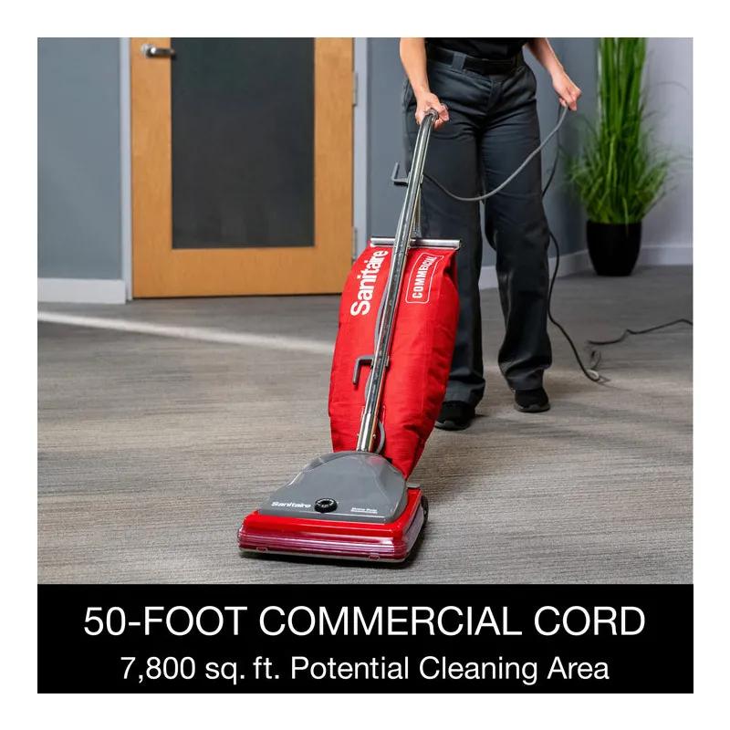 Sanitaire® TRADITION® Commercial Use Upright Vacuum Shake Out Bag 18 QT 12IN Red Plastic 7 amp With 50FT Cord 1/Each