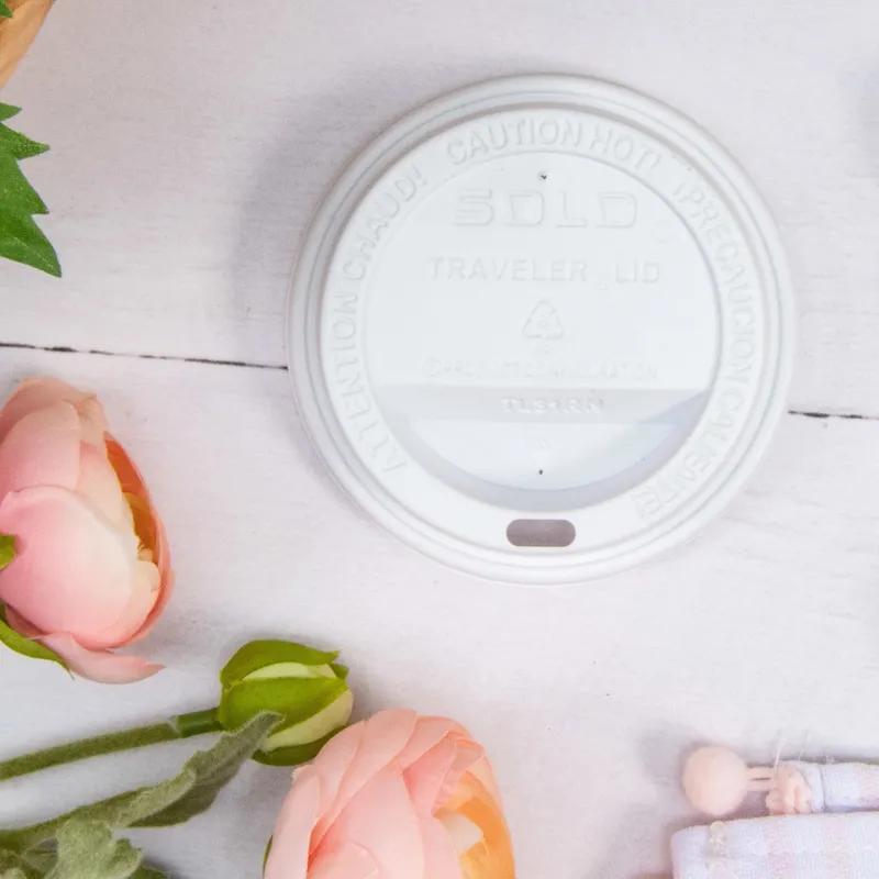 Solo® Traveler® Lid Dome 3.41X0.73 IN PS White For 10 OZ Tall Cup Cappuccino Sip Through 100 Count/Pack 10 Packs/Case