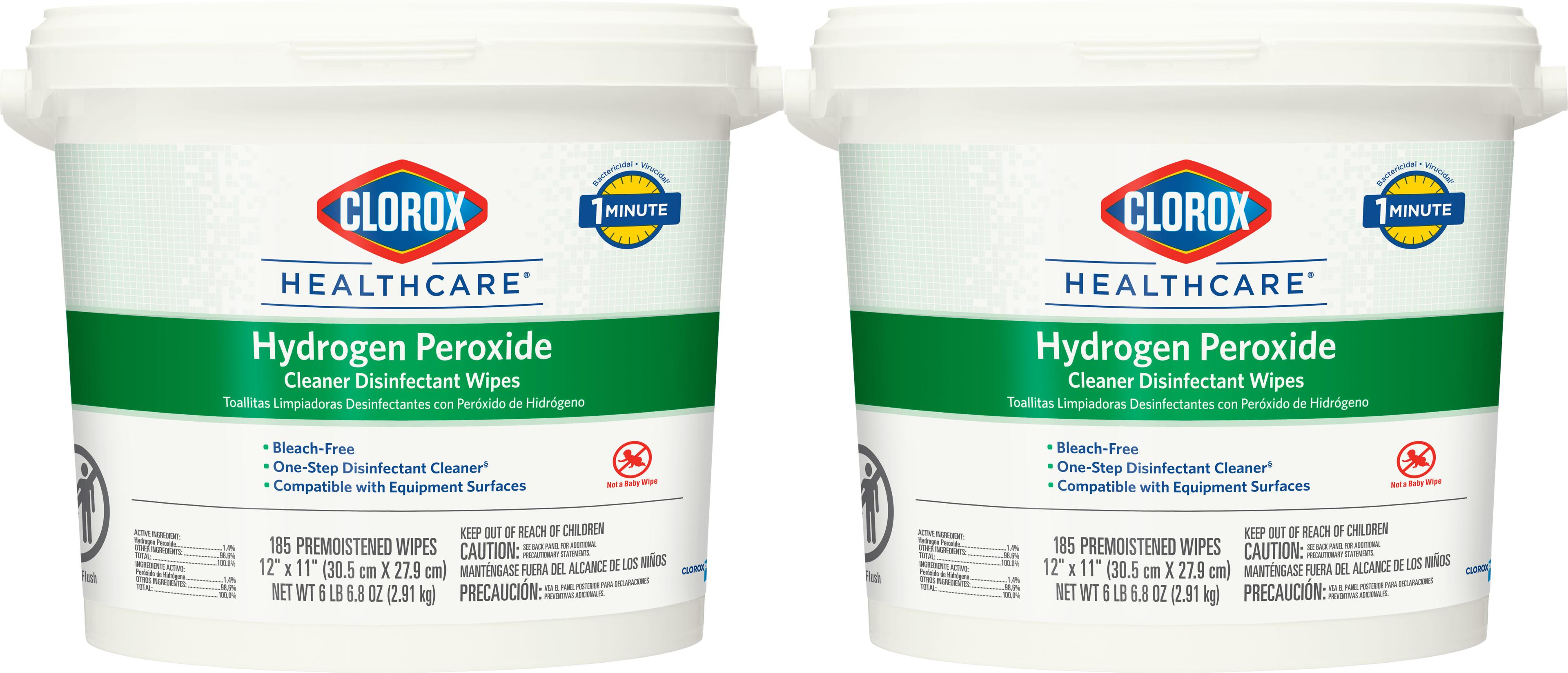 Clorox Healthcare® Hydrogen Peroxide Unscented One-Step Disinfectant Multi Surface Wipe 185 Count/Pack 2 Packs/Case