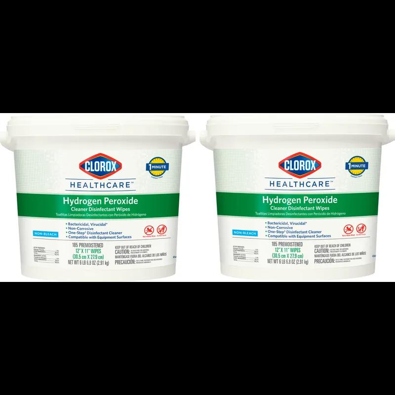 Clorox Healthcare® Hydrogen Peroxide Unscented One-Step Disinfectant Multi Surface Wipe 185 Count/Pack 2 Packs/Case