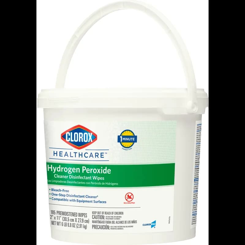 Clorox Healthcare® Hydrogen Peroxide Unscented One-Step Disinfectant Cleaner Multi Surface Wipe Bucket 185 Count/Pack