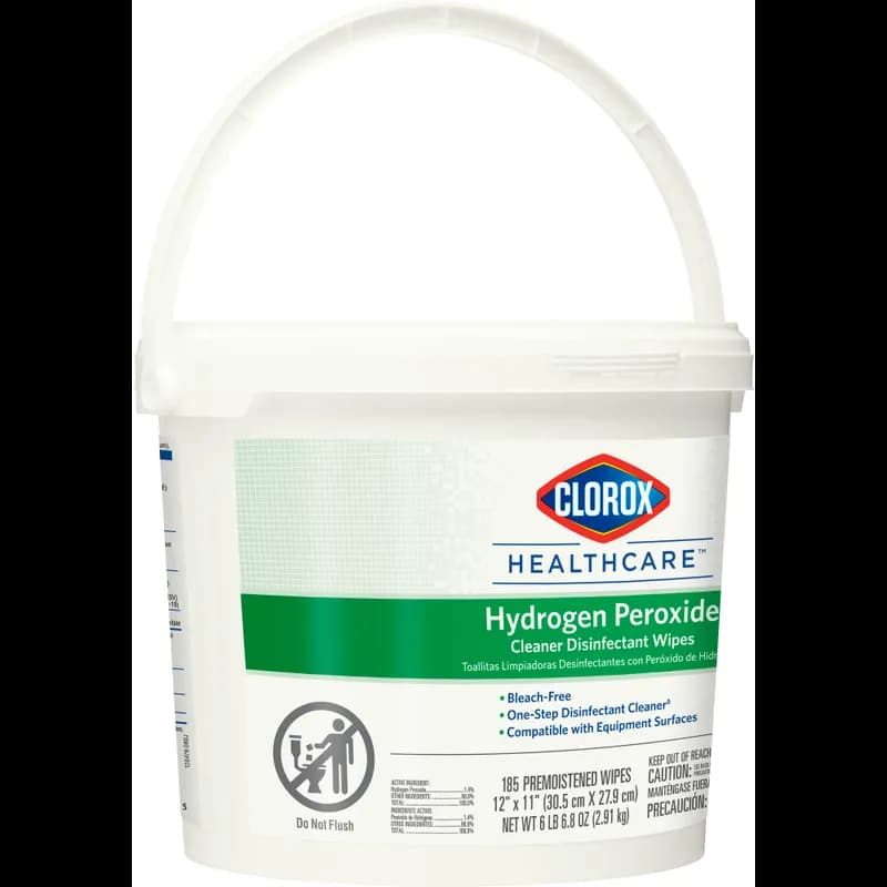 Clorox Healthcare® Hydrogen Peroxide Unscented One-Step Disinfectant Cleaner Multi Surface Wipe Bucket 185 Count/Pack