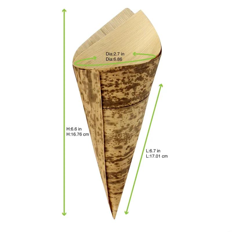 Take-Out Cone 5 OZ Bamboo Leaf Natural Cone 100 Count/Pack 10 Packs/Case 1000 Count/Case