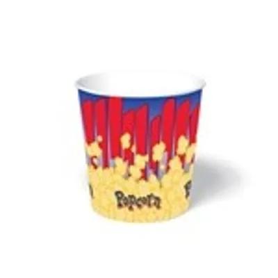Popcorn Bucket & Tub Base 44 OZ Single Wall Poly-Coated Paper White Round 600/Case