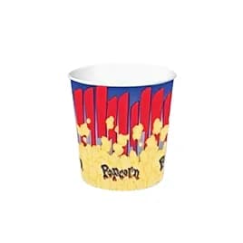 Popcorn Bucket & Tub Base 44 OZ Single Wall Poly-Coated Paper White Round 600/Case