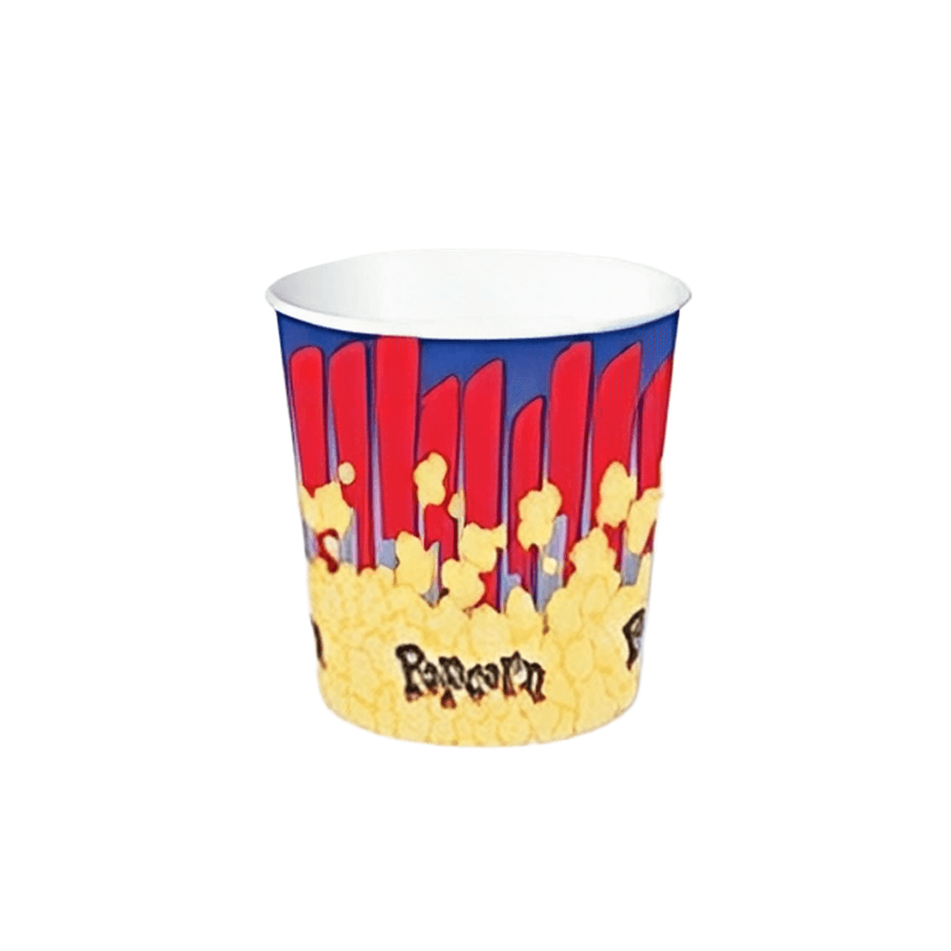 Popcorn Bucket & Tub Base 44 OZ Single Wall Poly-Coated Paper White Round 600/Case