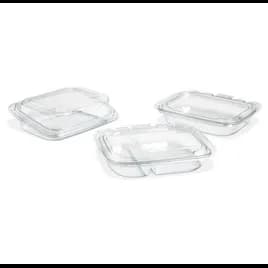 Crystal Seal® Bowl & Lid Combo With Flat Lid 13 OZ 3 Compartment PET Clear Rectangle Hinged 200/Case