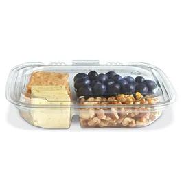Crystal Seal® Bowl & Lid Combo With Flat Lid 13 OZ 3 Compartment PET Clear Rectangle Hinged 200/Case