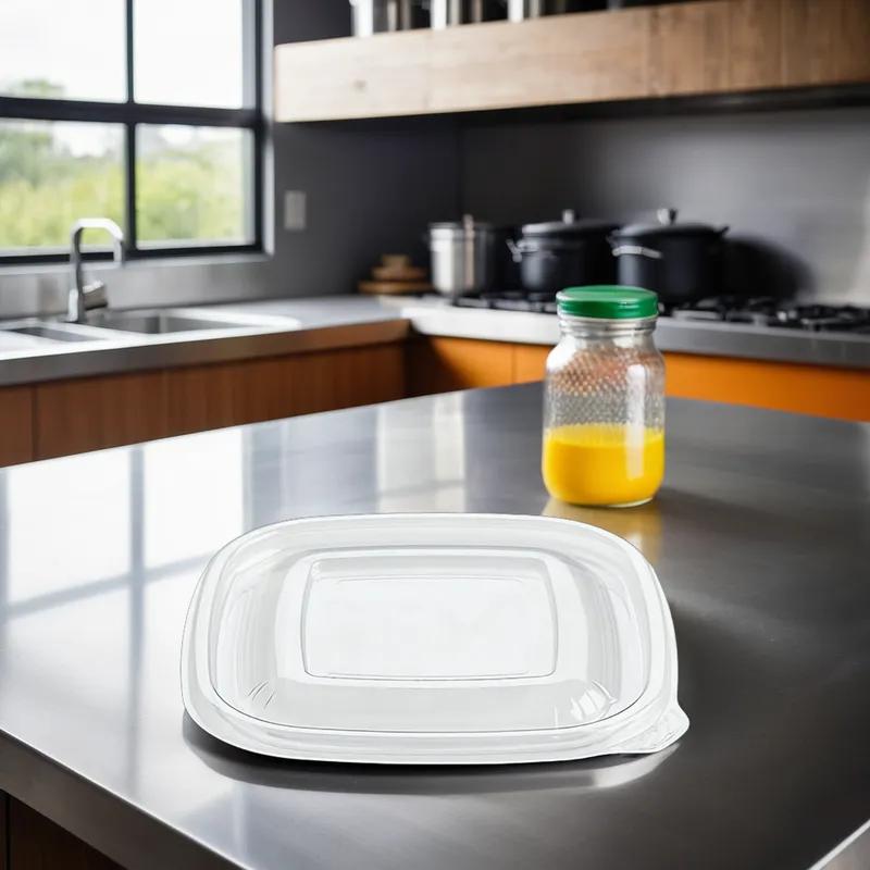 Fresh 'n Clear® Lid Flat Small (SM) PET Clear Square For Bowl 500/Case