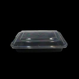 Tripak® Take-Out Container Base & Lid Combo 28 OZ Plastic Black Clear Rectangle Microwave Safe 150/Case