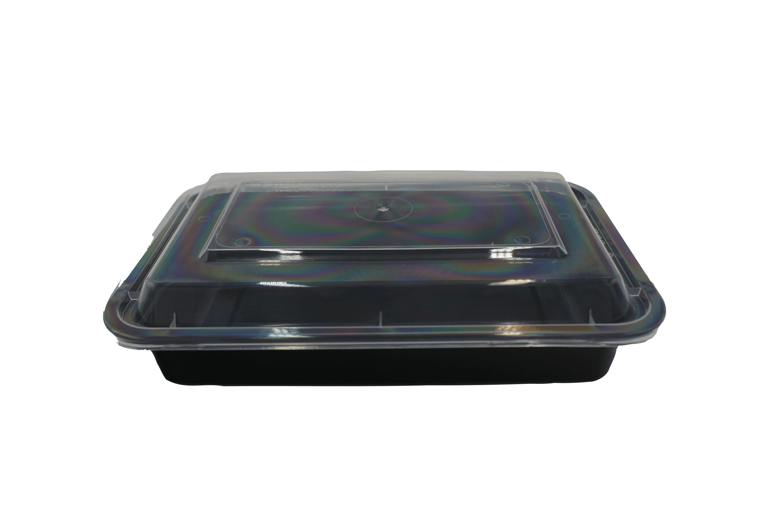 Tripak® Take-Out Container Base & Lid Combo 28 OZ Plastic Black Clear Rectangle Microwave Safe 150/Case
