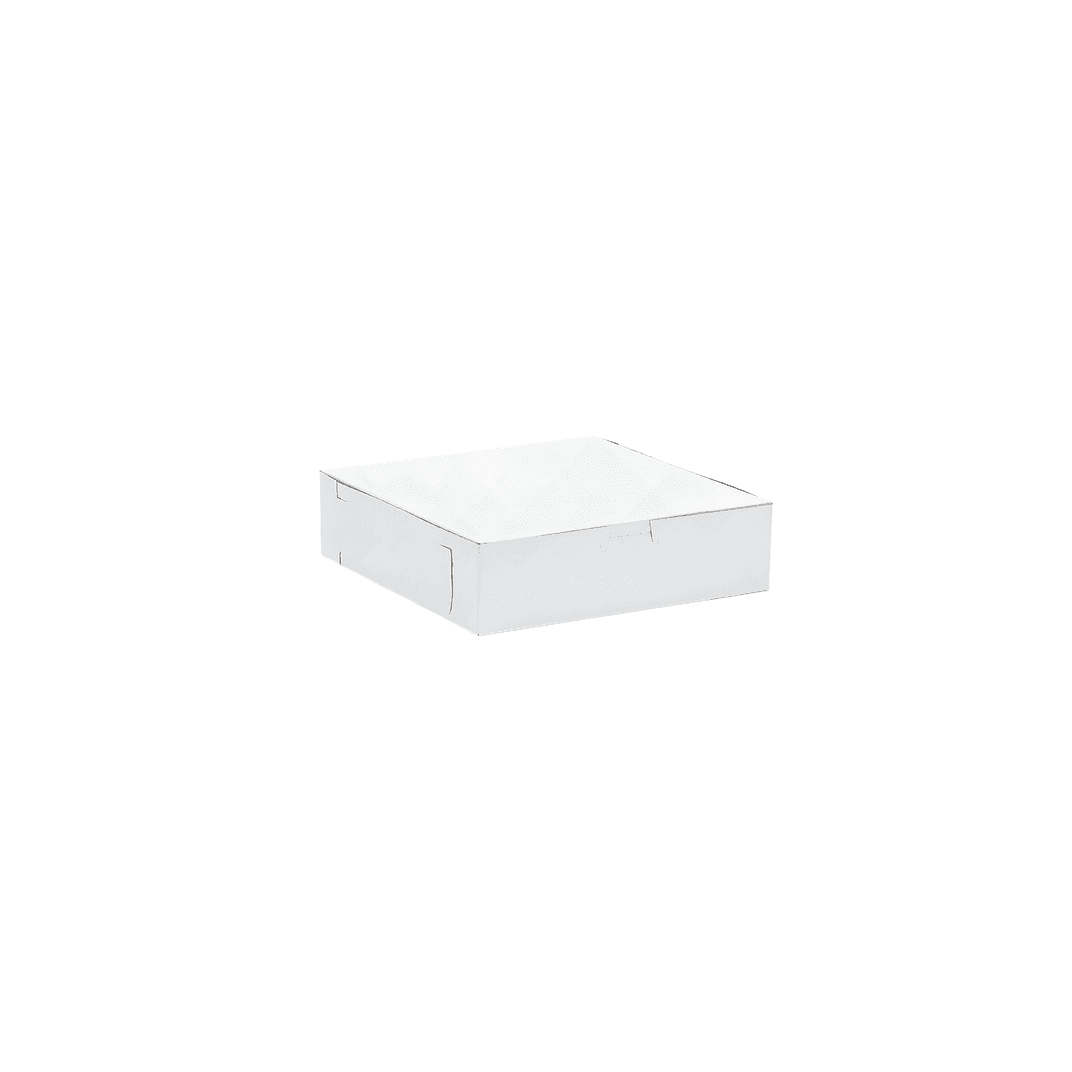 Easy Lock Cake Box 9X9X2.5 IN SUS Paperboard CRB White Square Lock Corner 1-Piece 250/Bundle