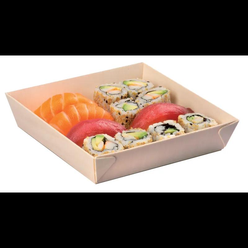 Samurai Serving Tray 6.6X6.6X1.4 IN Wood Natural Square 100 Count/Case