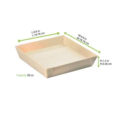 Samurai Serving Tray 6.6X6.6X1.4 IN Wood Natural Square 100 Count/Case