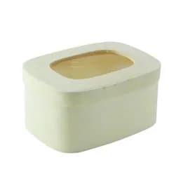 Macaron Container & Lid Combo With Flat Lid 8 OZ 4.3X3X2 IN Wood PET Wood Rectangle With Window 100 Count/Case