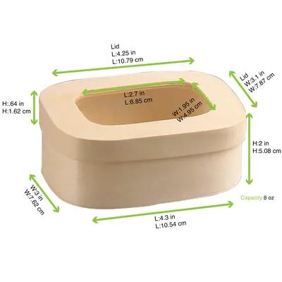Macaron Container & Lid Combo With Flat Lid 8 OZ 4.3X3X2 IN Wood PET Wood Rectangle With Window 100 Count/Case