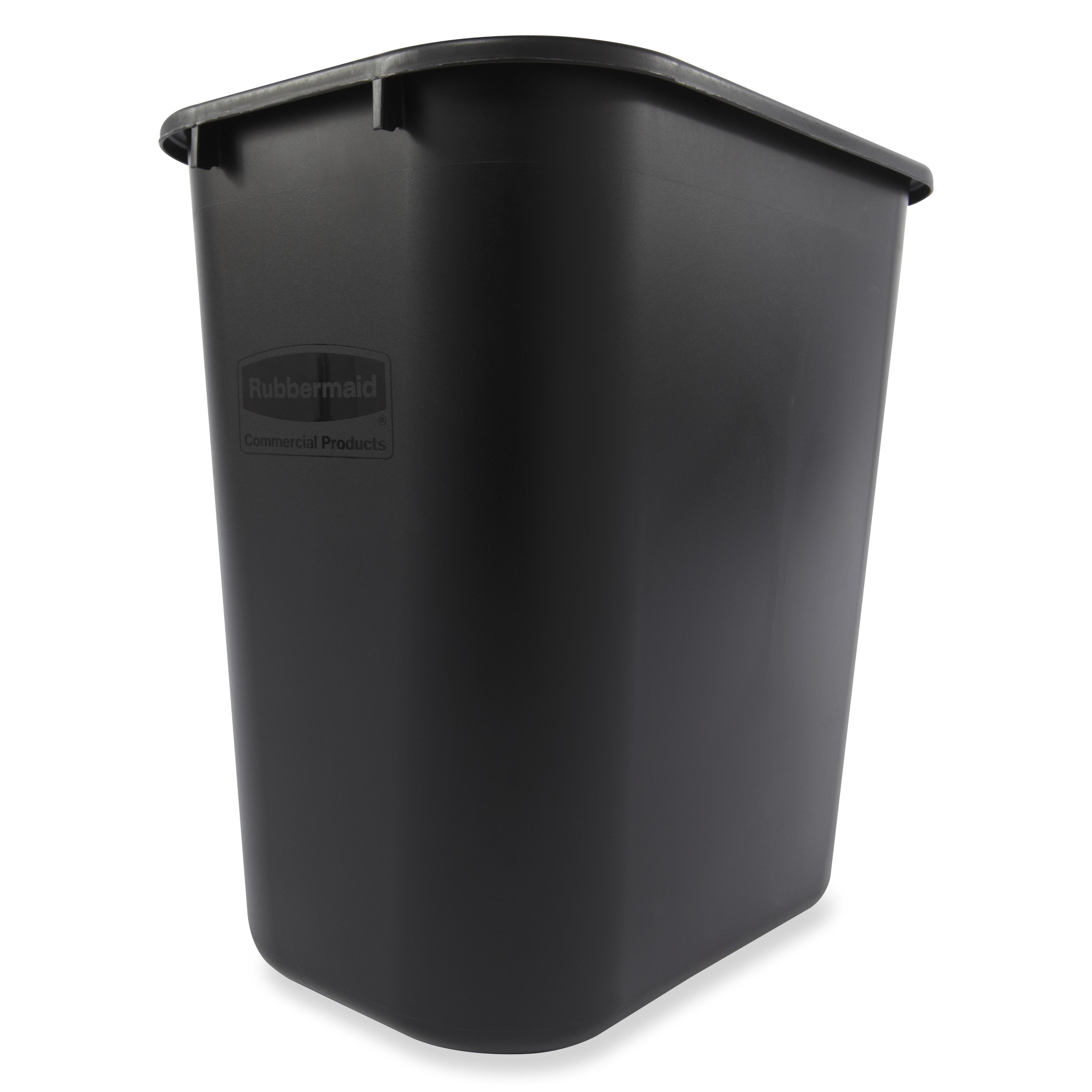 1-Stream Trash Can 14.75X10.5X15 IN 7 GAL 28 QT Black Rectangle Resin Deskside Food Safe 1/Each